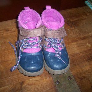 warm Snow Boots Size 6M Blue Purple Fleece Baby Infant Toddler Carters Girls